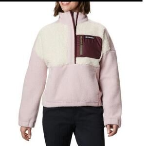 Columbia Womens Snap Fleece Pullover Sweater (Mineral Pink/Chalk, dusty pink